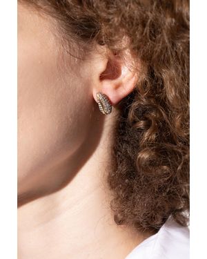 Tory Burch Earrings With Shimmering Crystals - Brown