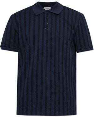 Versace Cotton Polo With Monogram - Blue