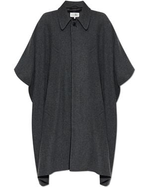 MM6 by Maison Margiela Coat With Wool Trim - Black
