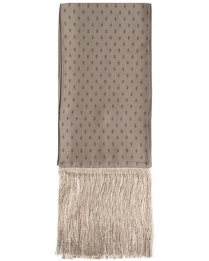 Ferragamo Silk Scarf With Fringes - Natural