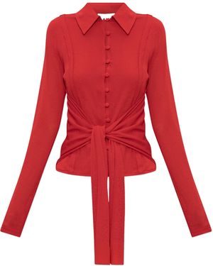 Ganni Cardigan With Decorative Tie - Red