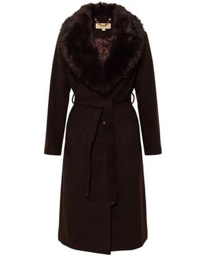 MICHAEL Michael Kors Fur-Trimmed Coat - Black