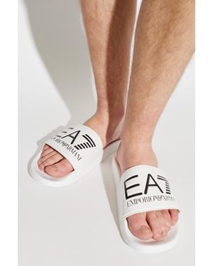 EA7 Rubber Flip-Flops With Logo - White