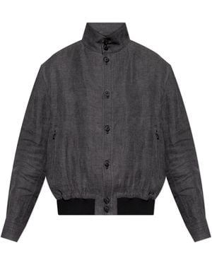Giorgio Armani Linen Jacket With Stand-Up Collar - Grey