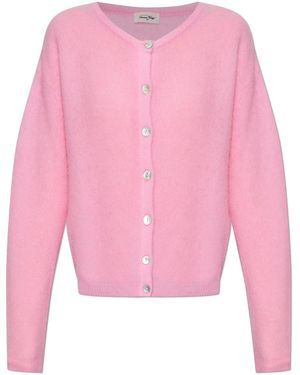 American Vintage Cardigan With A Round Neckline - Pink