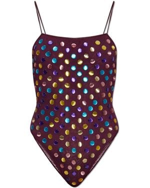 Oséree One-Piece Swimsuit With Colourful Appliqués - Red