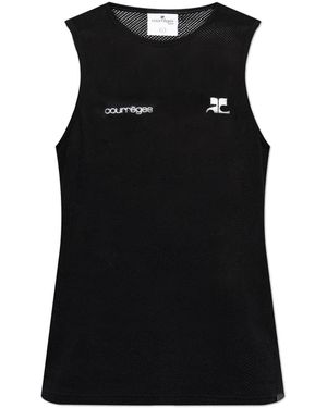 Courreges Sleeveless Perforated Top - Black