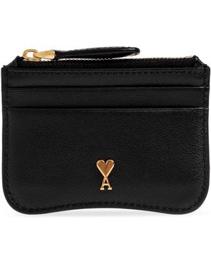 Ami Paris Leather Card Holder - Black