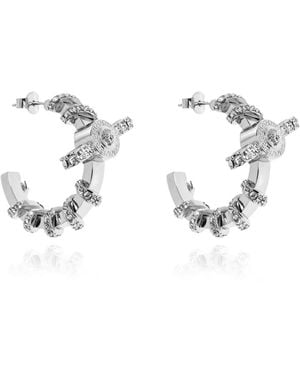 Versace Round Earrings With Sparkling Crystals - Metallic