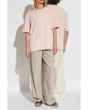 Ami Paris T-Shirt With Embossed Logo - Natural