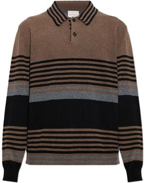 Paul Smith Cashmere Striped Polo Shirt - Brown