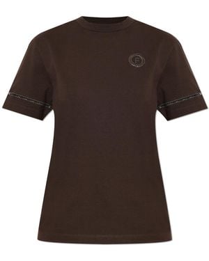 Ferragamo T-Shirt With Decorative Trim - Brown