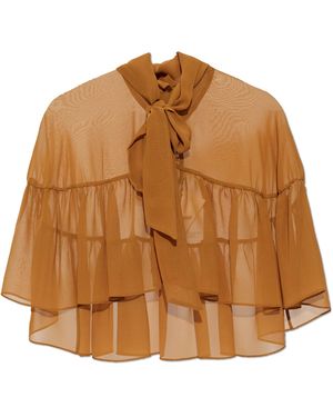 Max Mara Silk Cape "Negozi" - Brown