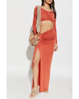 Balmain Short Draped Top - Orange