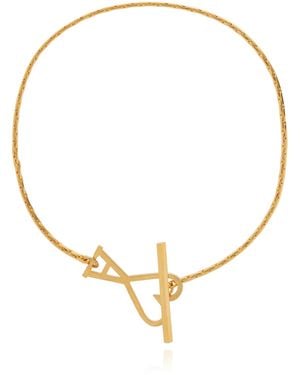 Ami Paris Bracelet With Logo-Shaped Pendant - Metallic