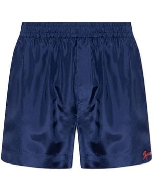 DSquared² Silk Shorts With Logo - Blue