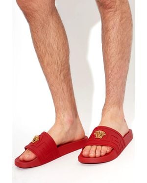 Versace Rubber Flip-Flops With Medusa Head - Red