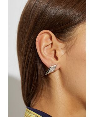 Versace Brass Earrings With Shimmering Crystals - Brown