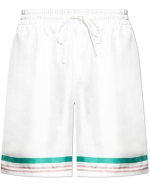 CASABLANCA Silk Shorts With Print - White