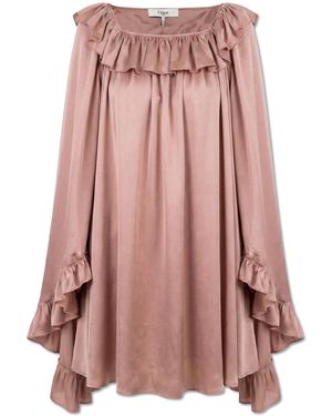 Chloé Silk Dress With Ruffles - Pink