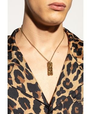 Versace Necklace With A Logo Pendant - Black