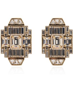 Ferragamo Clip-On Earrings With Shimmering Crystals - Black
