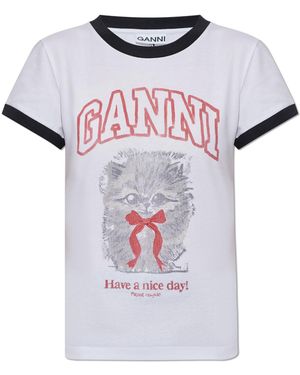 Ganni T-Shirt With Print - White