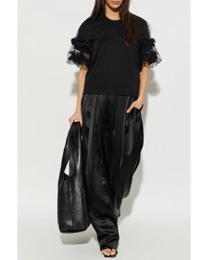 Comme des Garçons T-Shirt With Decorative Ruffles - Black