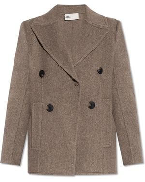 Tory Burch Short Double-Breasted Coat - Brown