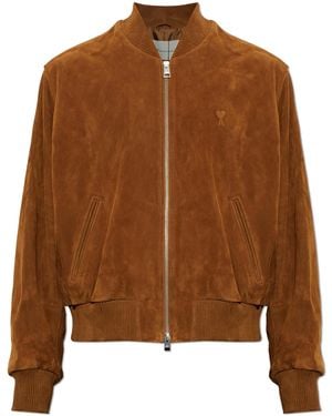 Ami Paris Leather Jacket - Brown