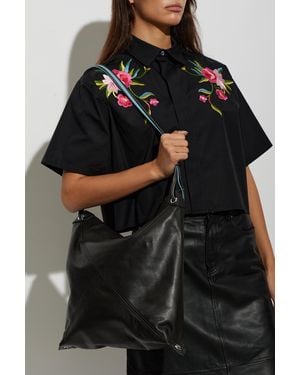 KENZO Leather Bag With Logo - Black