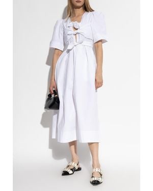 Ganni Dress With Decorative Ties - White