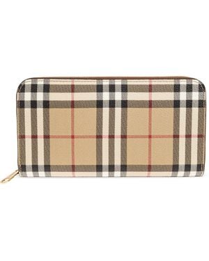 Burberry Wallet With A Chequered Pattern - Natural