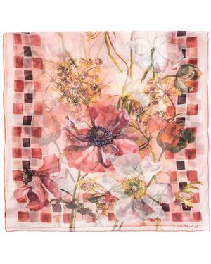 Ferragamo Silk Scarf With Floral Motif - Pink