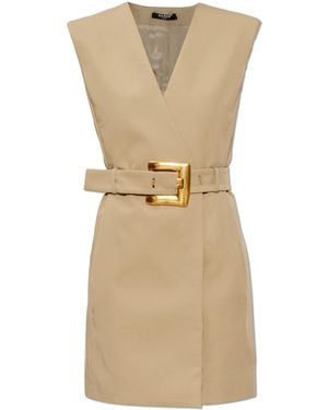 Balmain Dress With A Waist Belt - Natural