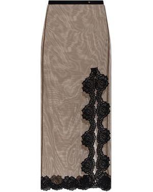 Valentino Garavani Transparent Skirt With Lace Trim - Black