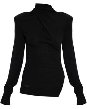 The Attico Turtleneck With Shoulder Pads - Black