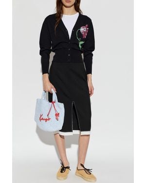 KENZO Cardigan With Floral Motif - Black