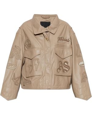 AllSaints Leather Jacket 'Clay' - Natural