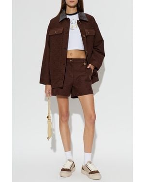 CASABLANCA Jacket With Leather Collar - Brown