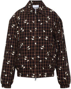 Ganni Jacket With Floral Motif - Black
