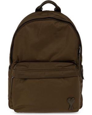 Ami Paris Logo Backpack - Brown