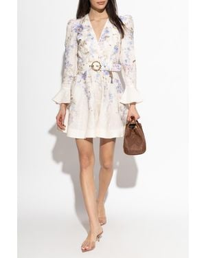Zimmermann Linen Dress With Waist Belt - White