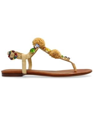 Dolce & Gabbana Sandals With Shimmering Embellishments - Natural