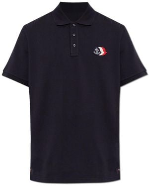 Moncler Polo Shirt With Logo Patch - Blue