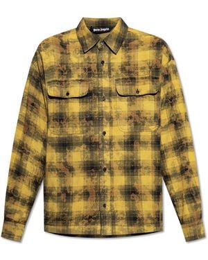 Palm Angels Plaid Patterned Shirt - Yellow