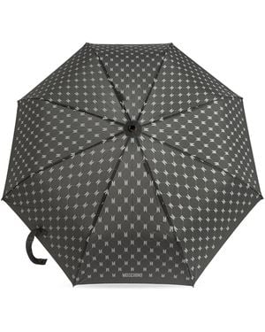 Moschino Folding Umbrella With Monogram - Gray