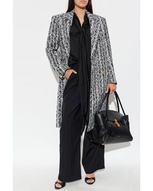Balmain Double-Breasted Coat With Pockets - Black