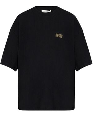 American Vintage T-Shirt With Printed Logo - Black