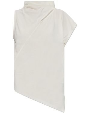 Issey Miyake Asymmetric Top With A Shoulder Slit - White